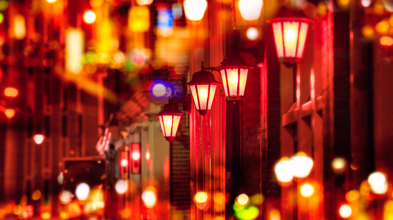 street lights Amsterdam's red light district