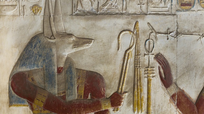 relief of the ancient god anubis 