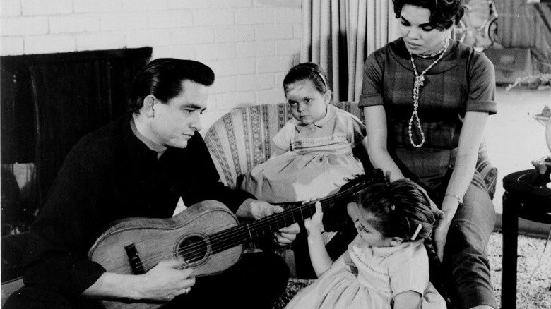 Johnny Cash with his family