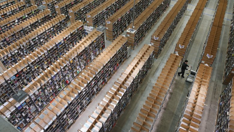 Amazon warehouse aerial view