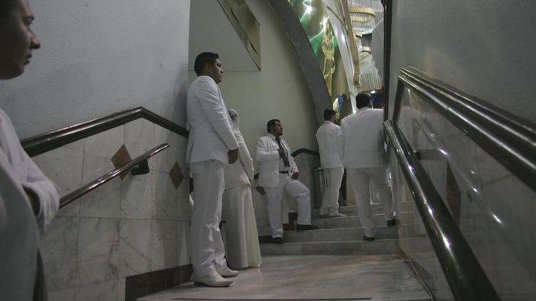 marble staircase people La Luz del Mundo church