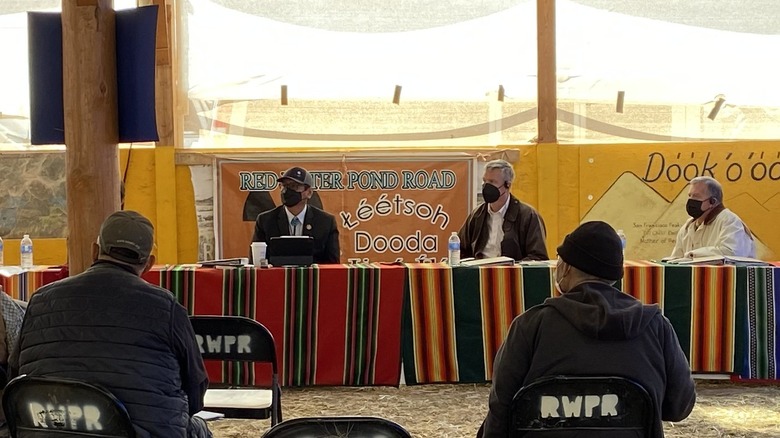 Navajo Nation President Johnathan Nez speaking with the Nuclear Regulatory Commission about uranium contamination