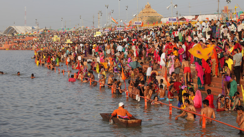 Kumbh Mela festival people along the river