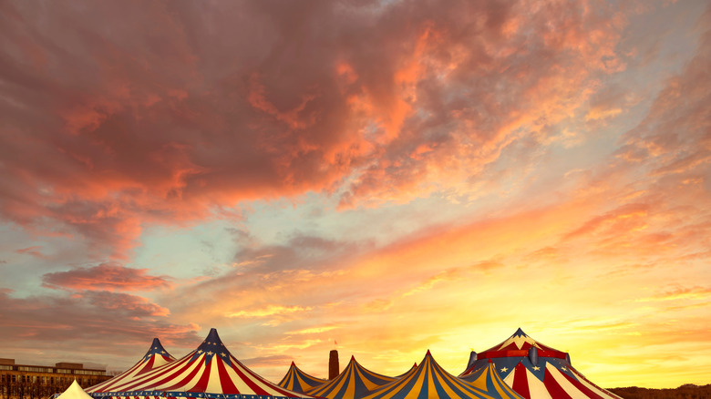 vintage looking circus at sunset