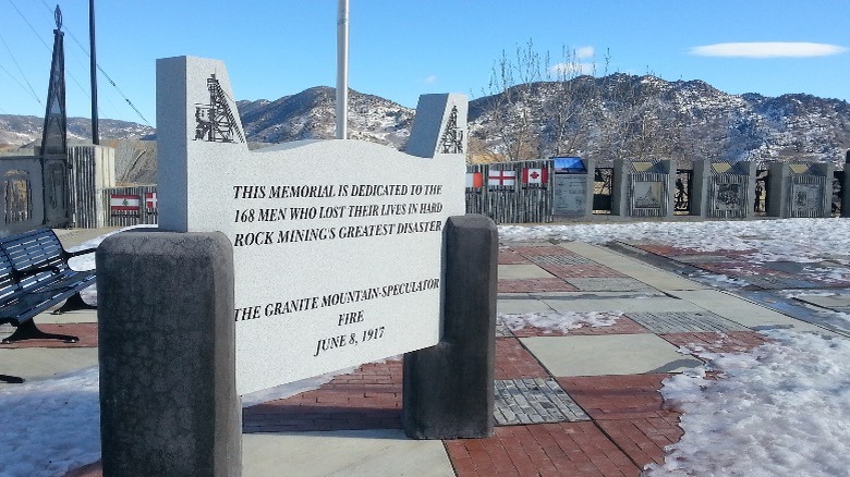 Monument to the victims of the Granite Mountain/Speculator Mine fire.