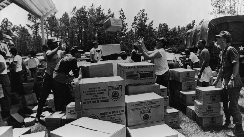 food donations relief disaster after Hurricane Camille