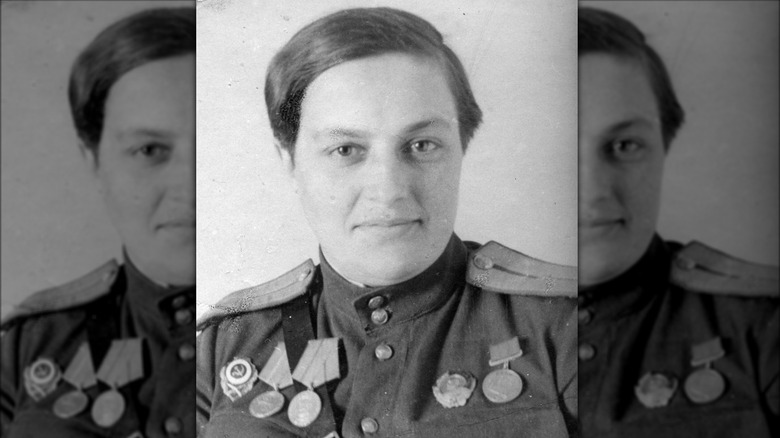 Lyudmila Pavlochenko smiling military photo