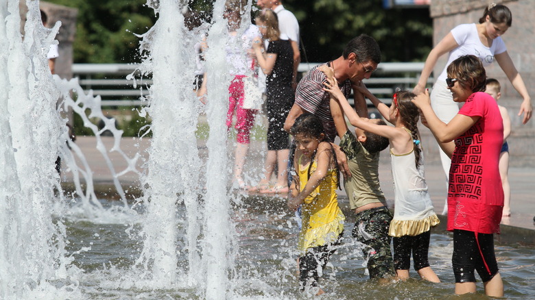 People bathing in Moscow in 2010