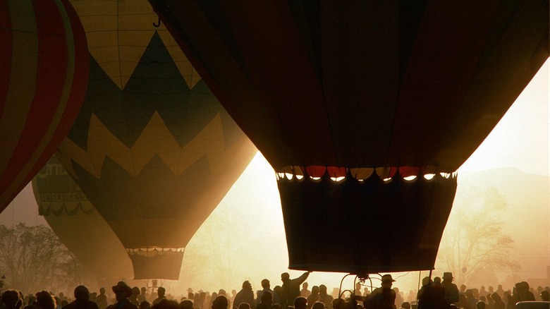 close up of balloons and crowd