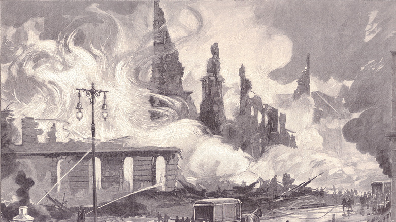 Artist's impression of the Windsor Hotel fire