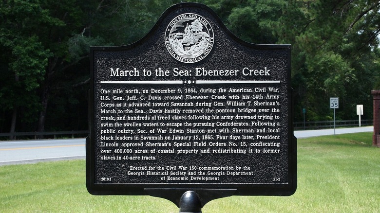 Historical marker Ebenezer Creek massacre