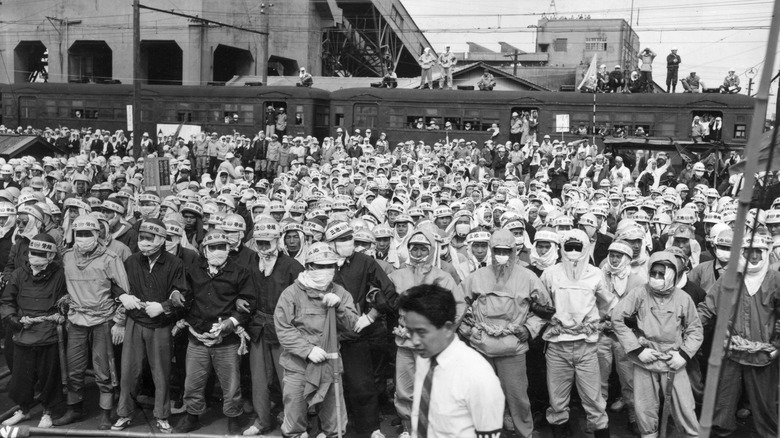 Miners at the Mitsui Miike Coal Mine