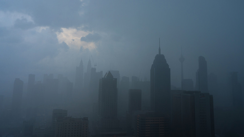 Kuala Lumpur, Malaysia smog-filled skyline 