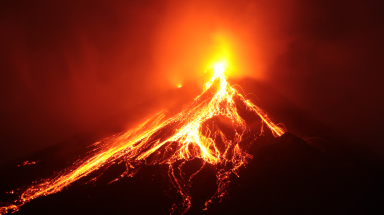 volcano erupting