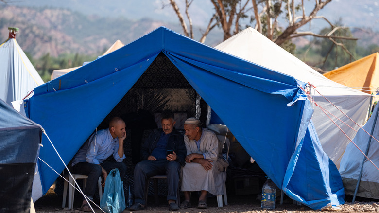 tents set up after Morocco's earthquake