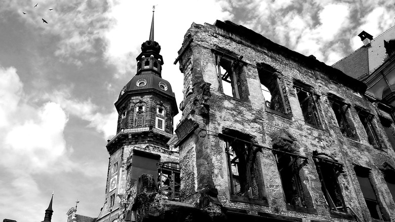 German building destroyed in WW II