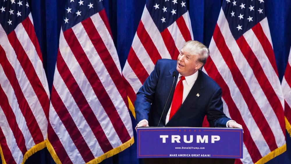 trump announces presidential bid flags