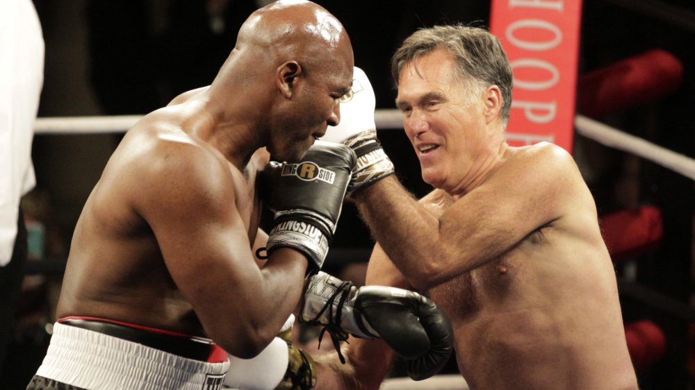 mitt romney boxes evander holyfield