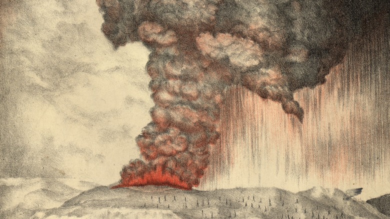 illustration of krakatau eruption black clouds