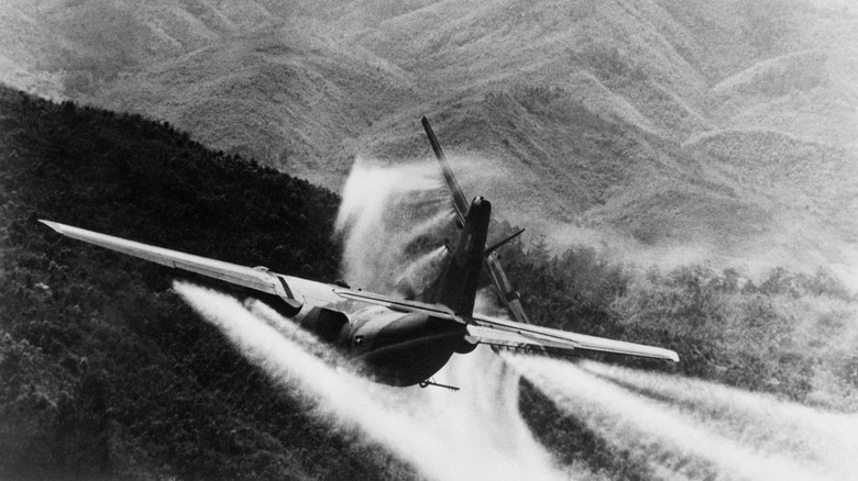 jets spraying over Vietnam
