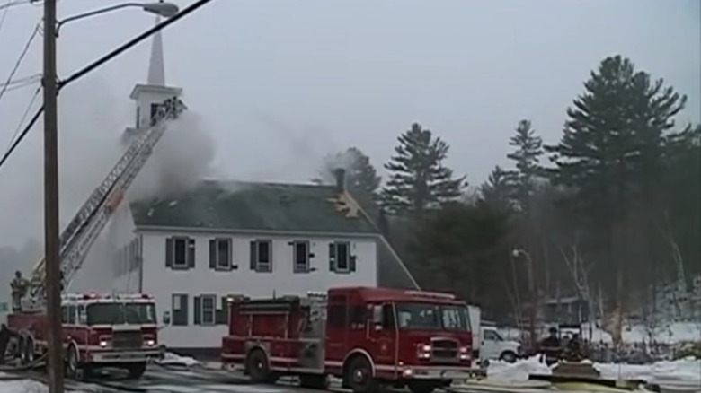 Firemen extinguish church fire