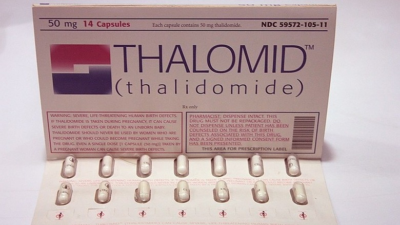 Thalidomide tablets and warning