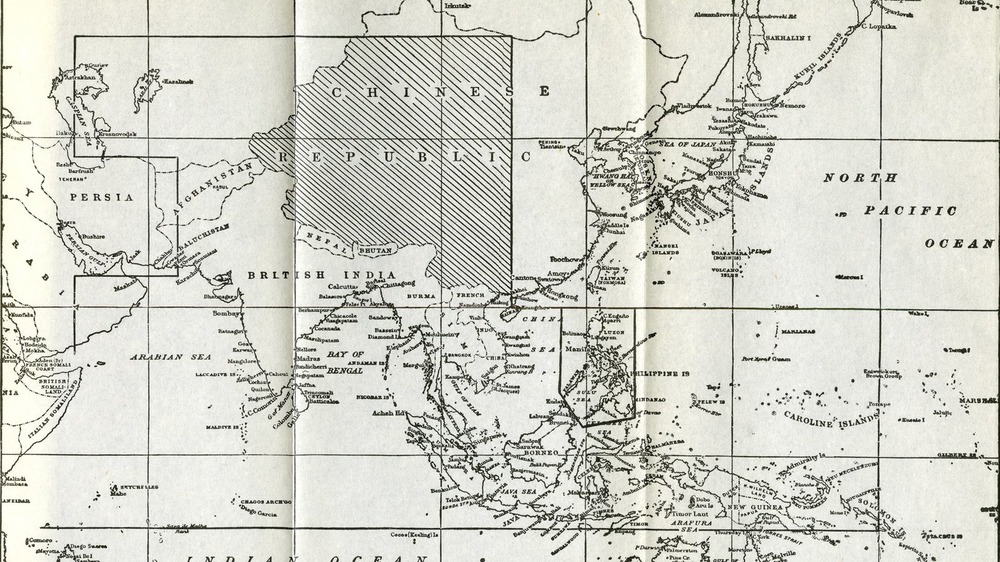 Map showing Asiatic zone prescribed in section three of Immigration Act, the natives of which are excluded from the United State, with certain exceptions