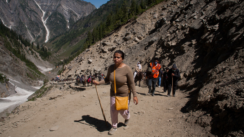 Indian pilgrims in Himalayas