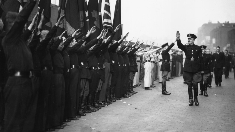 British Blackshirts salute during rally