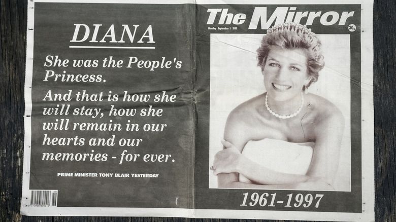 Princess Diana on the cover of the Mirror