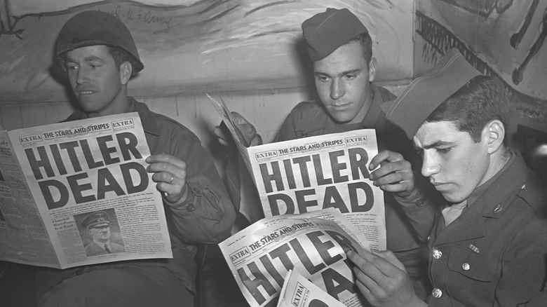 American GIs read about Hitler's death