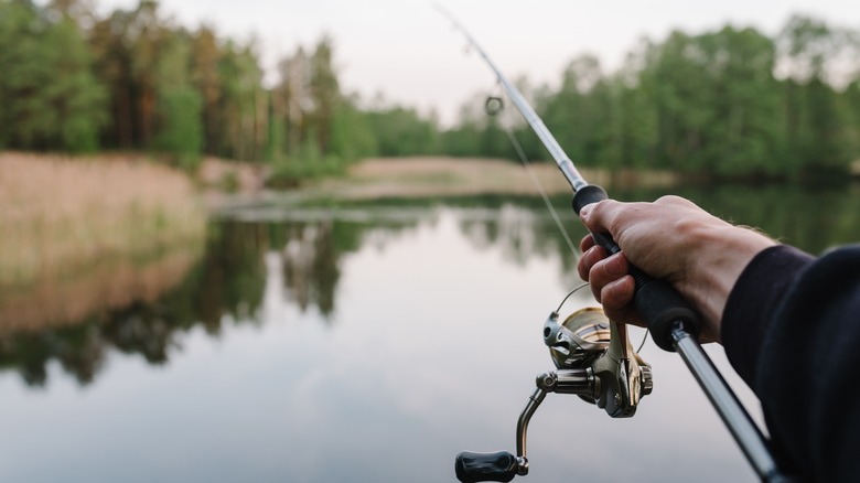 Fishing on lake