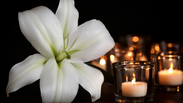 Flowers and candles at vigil