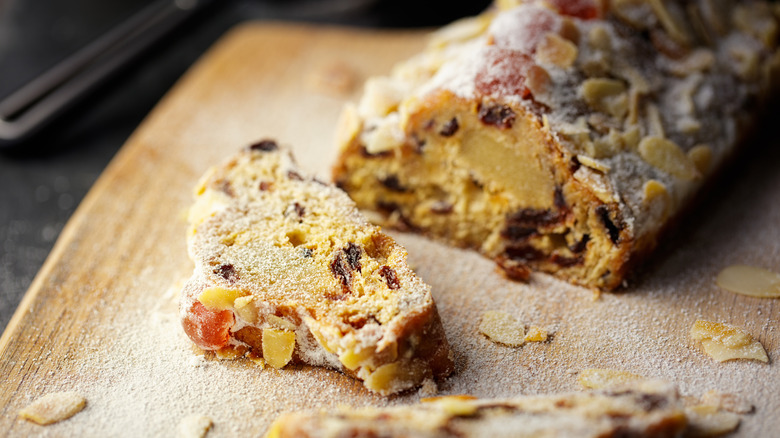 Christmas Stollen cake wooden board