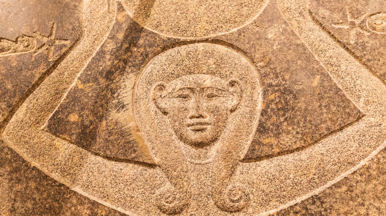 goddess carving hathor sun