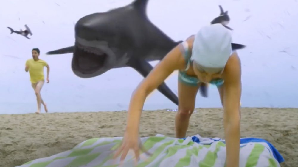 Shark attacking bather