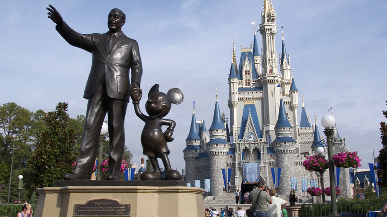 Disney statues Cinderella's castle