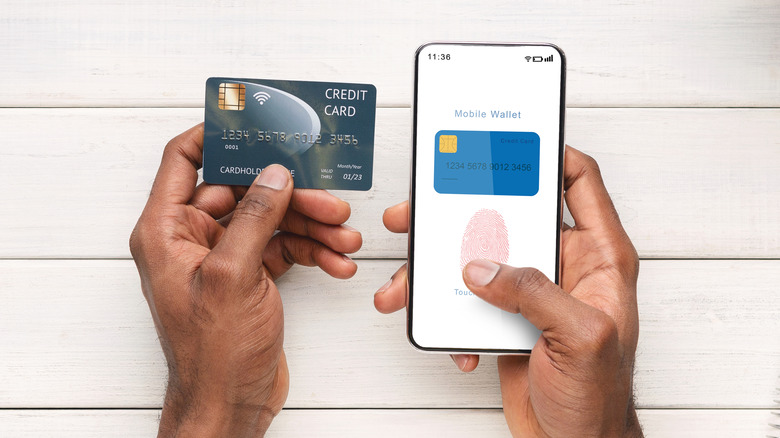 paying with card and fingerprint mobile scanner