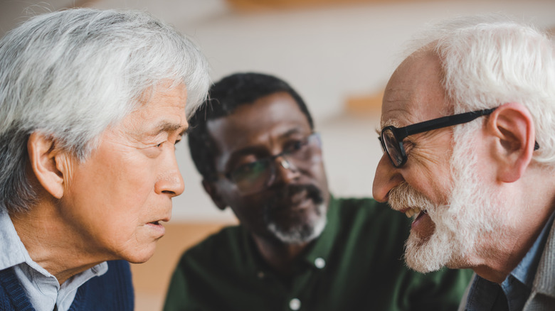 Two people in staring contest