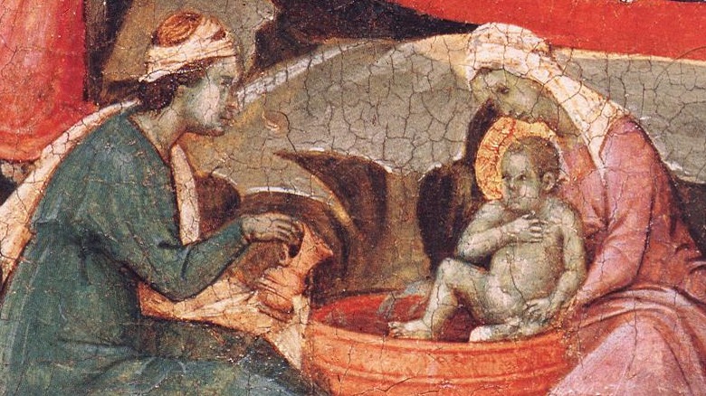 Salome and midwife bathe infant Jesus