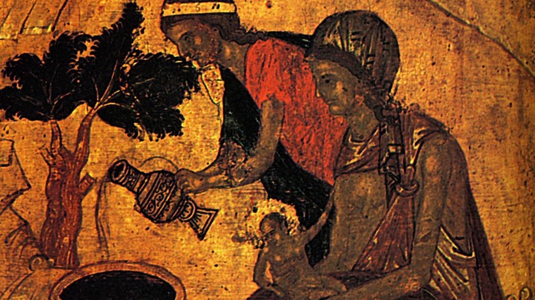 Salome and midwife bathe infant Jesus