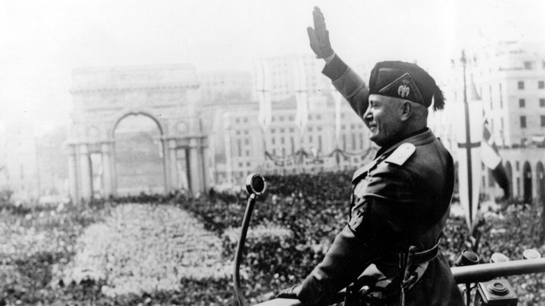 Benito Mussolini addresses a crowd