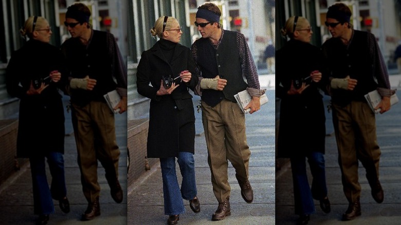 JFK Jr and Carolyn Bessette walk together