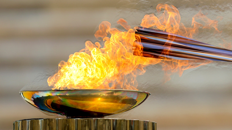 Olympic flame being lit 