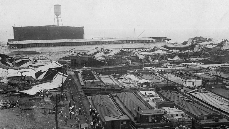 Wrecked warehouses after Black Tom Explosion