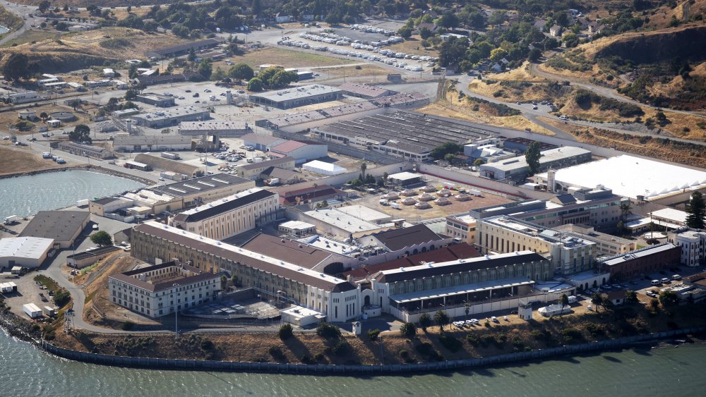 An aerial view San Quentin State Prison on July 08, 2020 