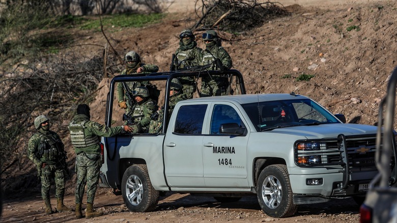 Mexican police officers in truck