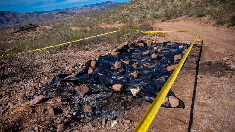 Crime scene in desert