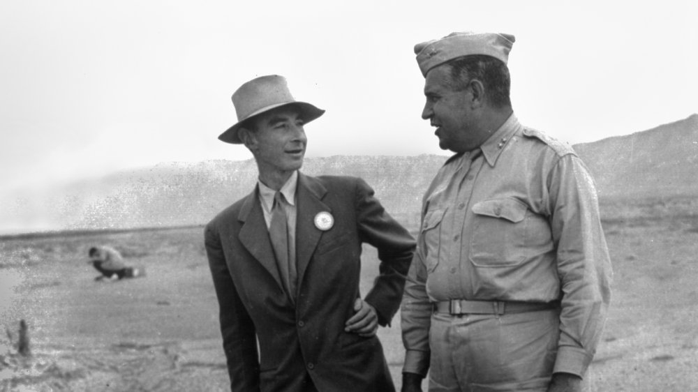 J. Robert Oppenheimer in desert Trinity Test