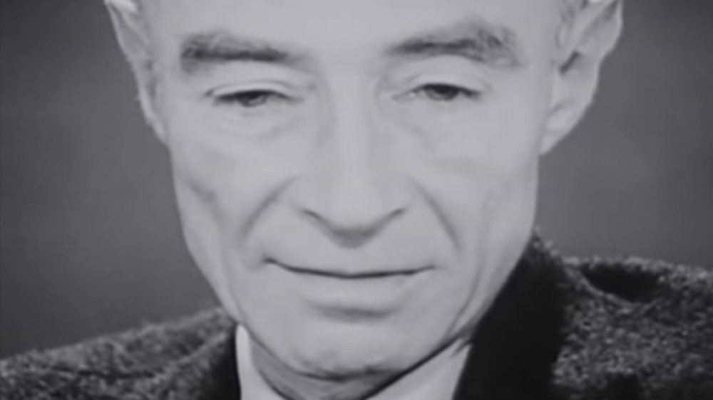 J. Robert Oppenheimer looking down